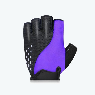 Thin Fingerless Black and Purple Racing Gloves
