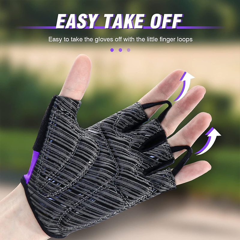 Thin Fingerless Black and Purple Racing Gloves Thin Fingerless Black and Purple Racing Gloves