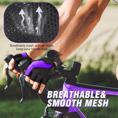 Thin Fingerless Black and Purple Racing Gloves