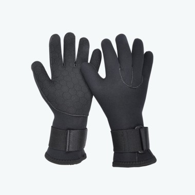 Five-Finger Black Rubber Diving Gloves