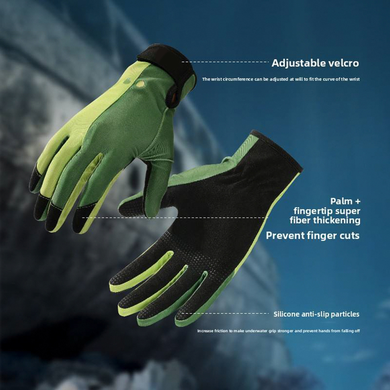 Thickened Non-slip Green Microfiber Diving Gloves Thickened Non-slip Green Microfiber Diving Gloves