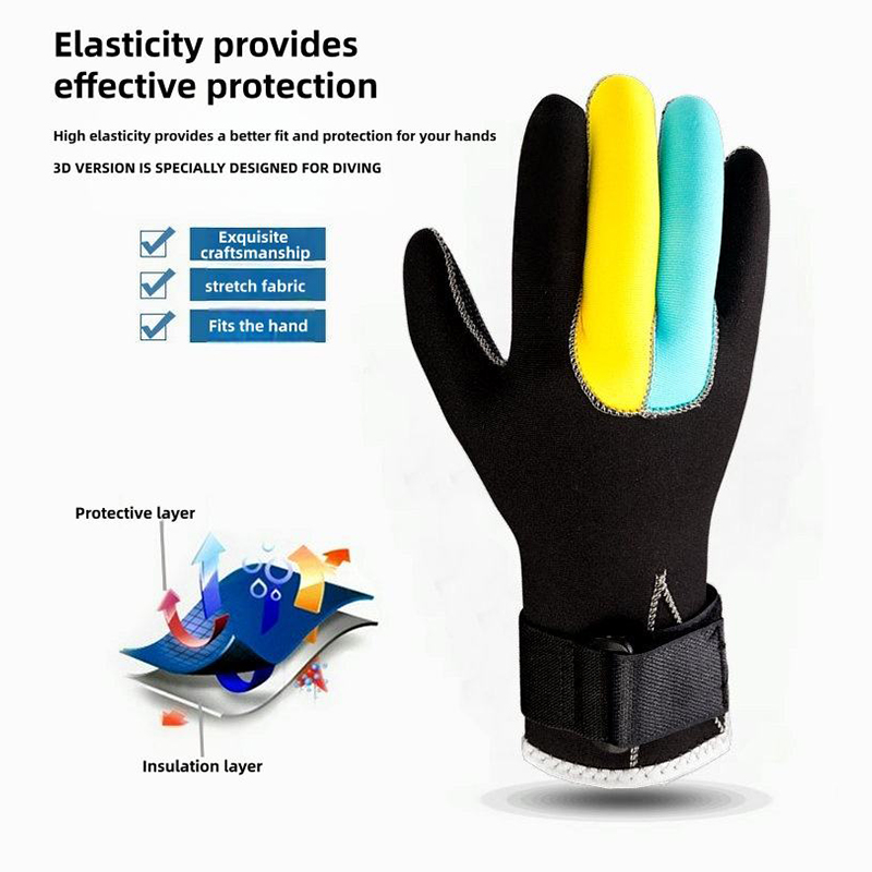 Color-block 3mm Non-slip Rubber Diving Gloves Color-block 3mm Non-slip Rubber Diving Gloves