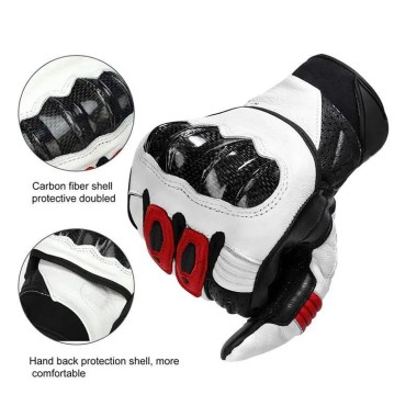 Genuine Leather Full-Finger Cycling Gloves with Touchscreen Compatibility