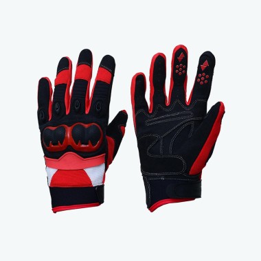 Leather Full-Finger Cycling Gloves with Racing Pattern