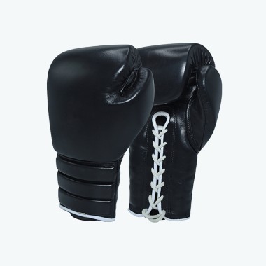 Black Leather Boxing Training Gloves