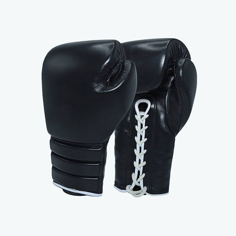 Black Leather Boxing Training Gloves