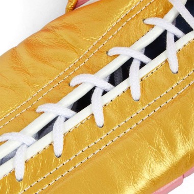 Pink and Gold Genuine Leather Boxing Gloves