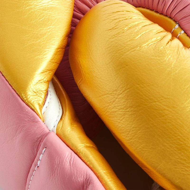 Pink and Gold Genuine Leather Boxing Gloves Pink and Gold Genuine Leather Boxing Gloves