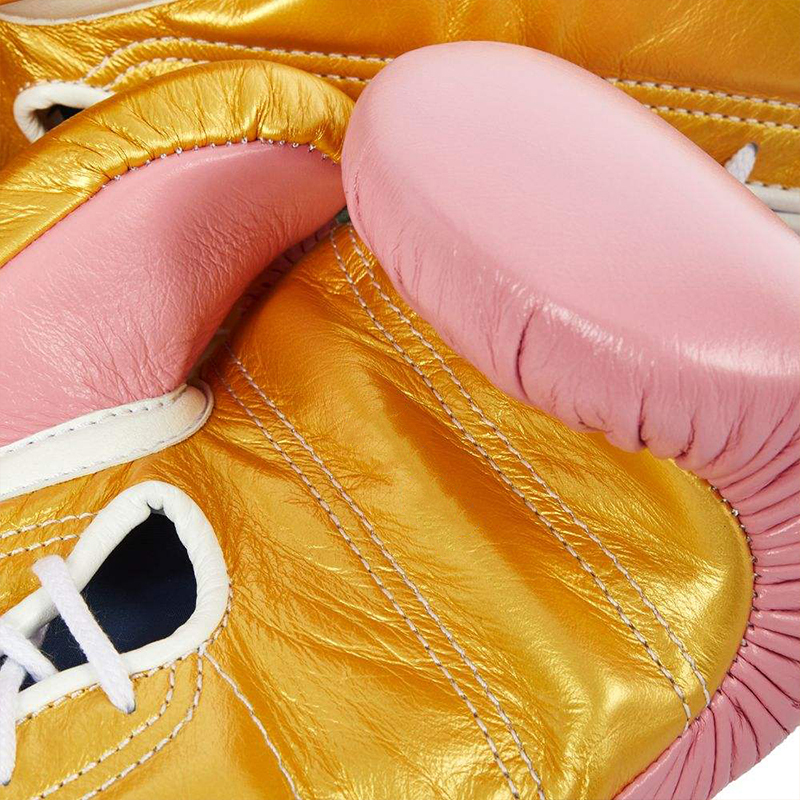 Pink and Gold Genuine Leather Boxing Gloves Pink and Gold Genuine Leather Boxing Gloves