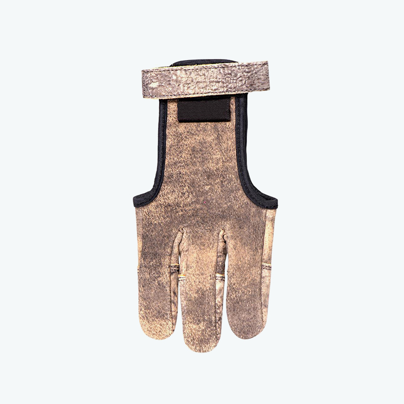 Distressed Three-Finger Reinforced Archery Glove