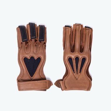 Brown Genuine Leather Archery and Hunting Gloves