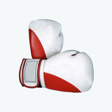Red and White Leather Boxing Training Gloves