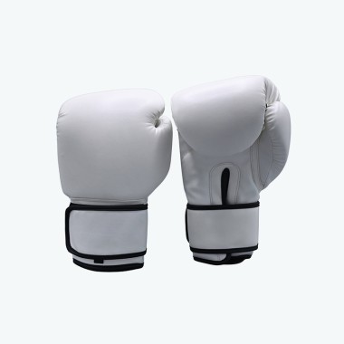 Grey Leather Training Boxing Gloves with Velcro Closure