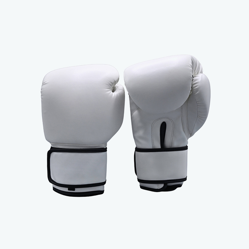 Grey Leather Training Boxing Gloves with Velcro Closure