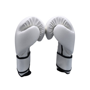 Grey Leather Training Boxing Gloves with Velcro Closure