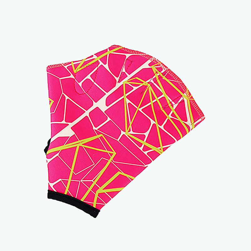 Rose Pink Adjustable Rubber Swimming Training Gloves