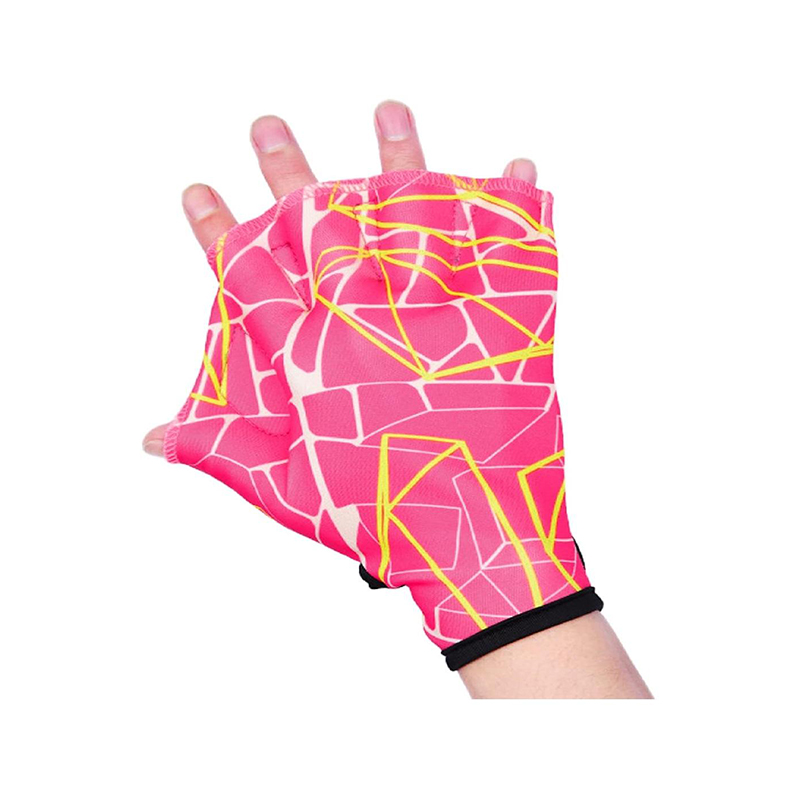 Rose Pink Adjustable Rubber Swimming Training Gloves Rose Pink Adjustable Rubber Swimming Training Gloves