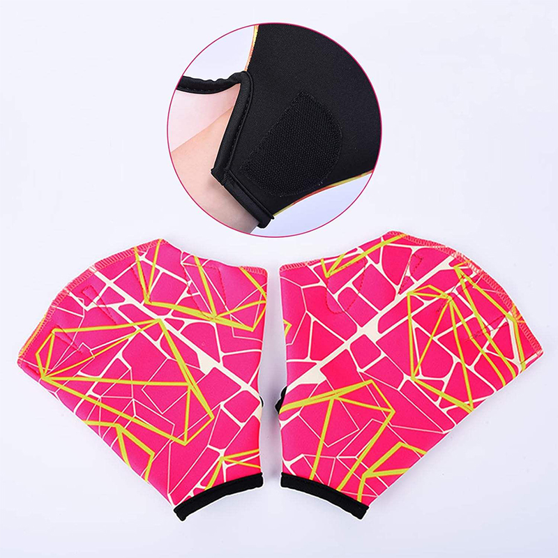 Rose Pink Adjustable Rubber Swimming Training Gloves Rose Pink Adjustable Rubber Swimming Training Gloves